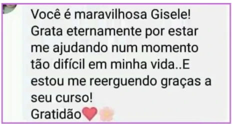 Depoimento de aluna agradecendo a Gisele pelo apoio em um momento difícil.